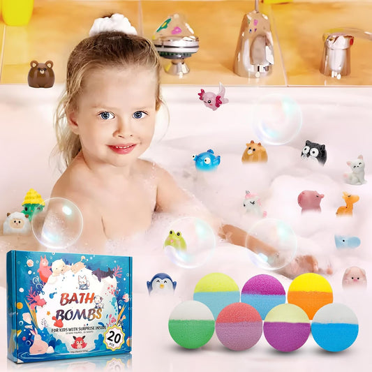 20 Pack Bath Bombs for Kids with Surprise inside Bubble Bath Toys Organic Natural Bath Bombs Set Easter Basket Stuffers Birthday Christmas Gift for Kids 3 4 5 6 7 8 Years Old Boys Toddlers Girls